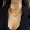 Gold Plated Evil Eye Pendant Necklace, Stainless Steel Cuban Chain Choker, Waterproof Blue Eye Jewelry for Women Gift