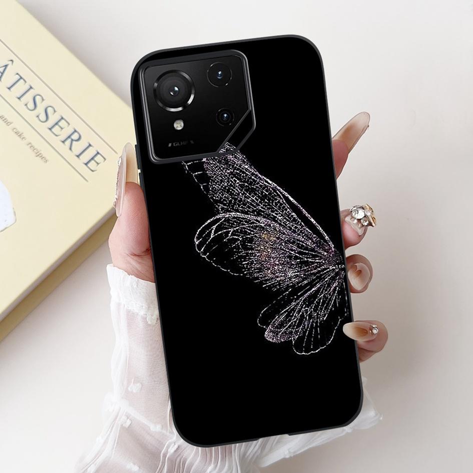 For Asus Rog Phone 9 Pro 5G Case Popular Flower Cartoon Soft Black Silicone Shockproof Cover For Asus Rog Phone 9 FE Phone9 Capa