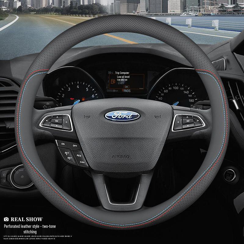 Universal All-Season Steering Wheel Cover for Ford Models: Edge, Escort, Escape, EcoSport, Taurus, Kuga, Mondeo, and Focus.
