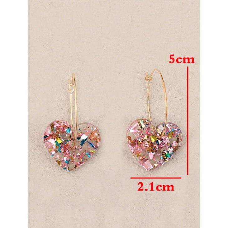 1 Pair New Valentine's Heart-Shaped Acrylic Earrings, Candy Color Heart Pendant Earrings, Valentine's Gift Valentines
