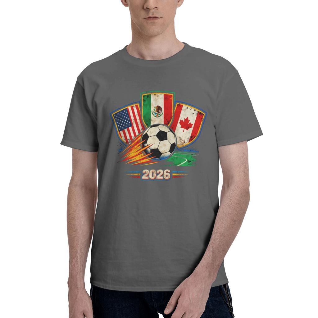 Custom Unisexs 2026 Football Soccer Cups T Shirt Short Sleeve Cotton Tshirt Casual Usa Canada Mexico Tee Loose Fit