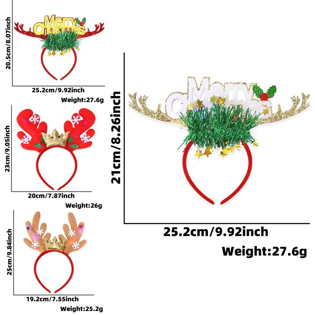 Christmas Plush Charming Reindeer Antlers Headband With Colorful Fairy Lights And Bells Perfect For Photos Holiday