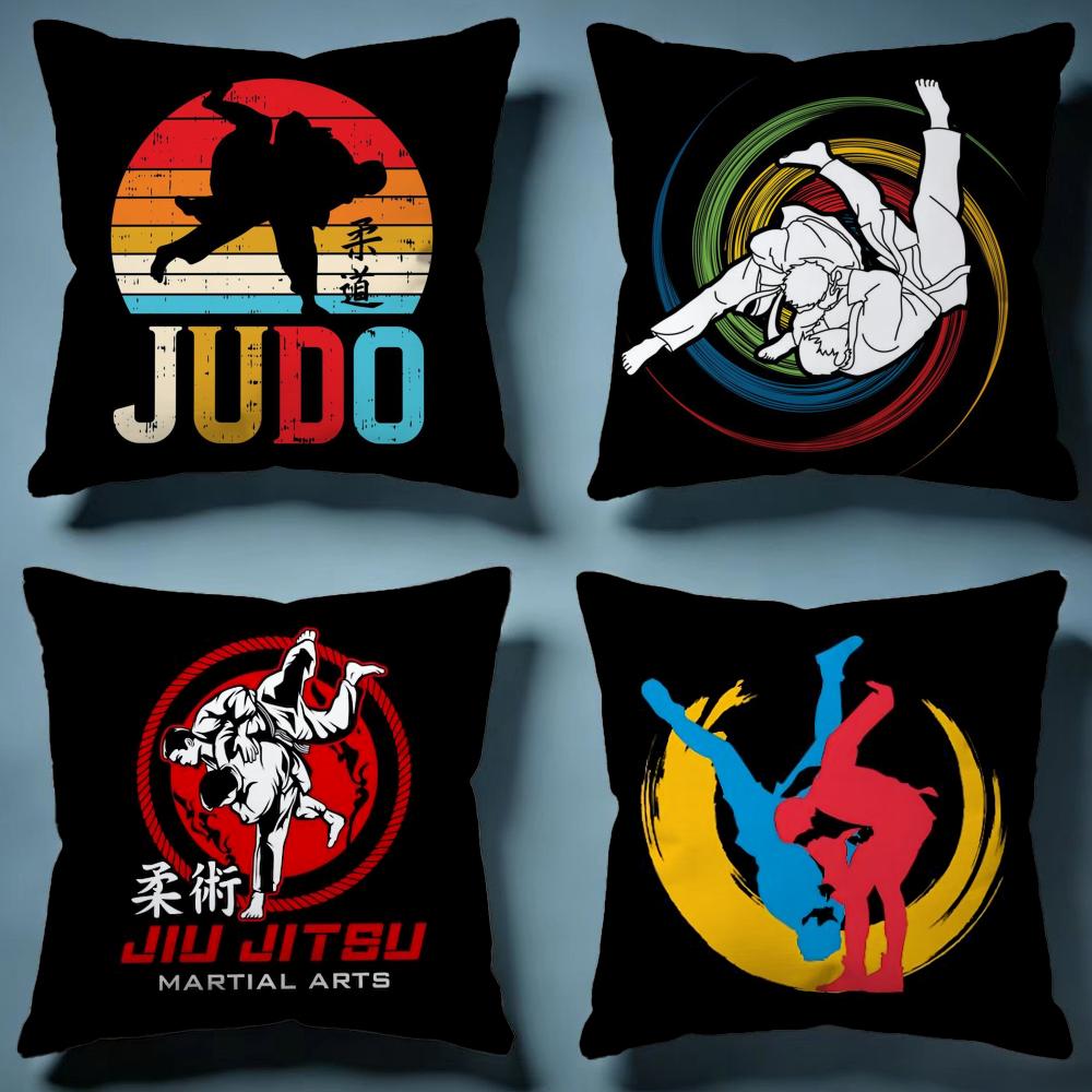 Sports Judo Martial Arts Cushion Cover Soft Decorative Pillow Case Suitable for Bedroom Sofa Car Travel Use