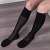 Men's Black Silky Over-the-Knee Business Socks - Lightweight, Stylish, and Formal for Summer
