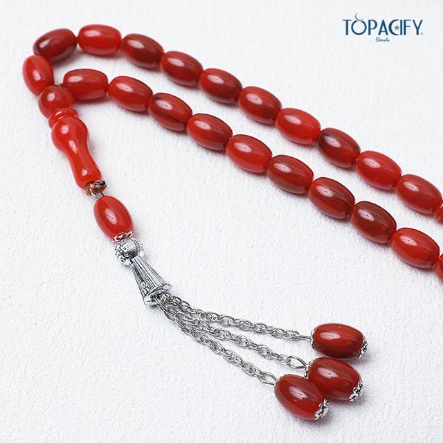 33-Bead Muslim Prayer Rosary Bracelet with Alloy Pendant
