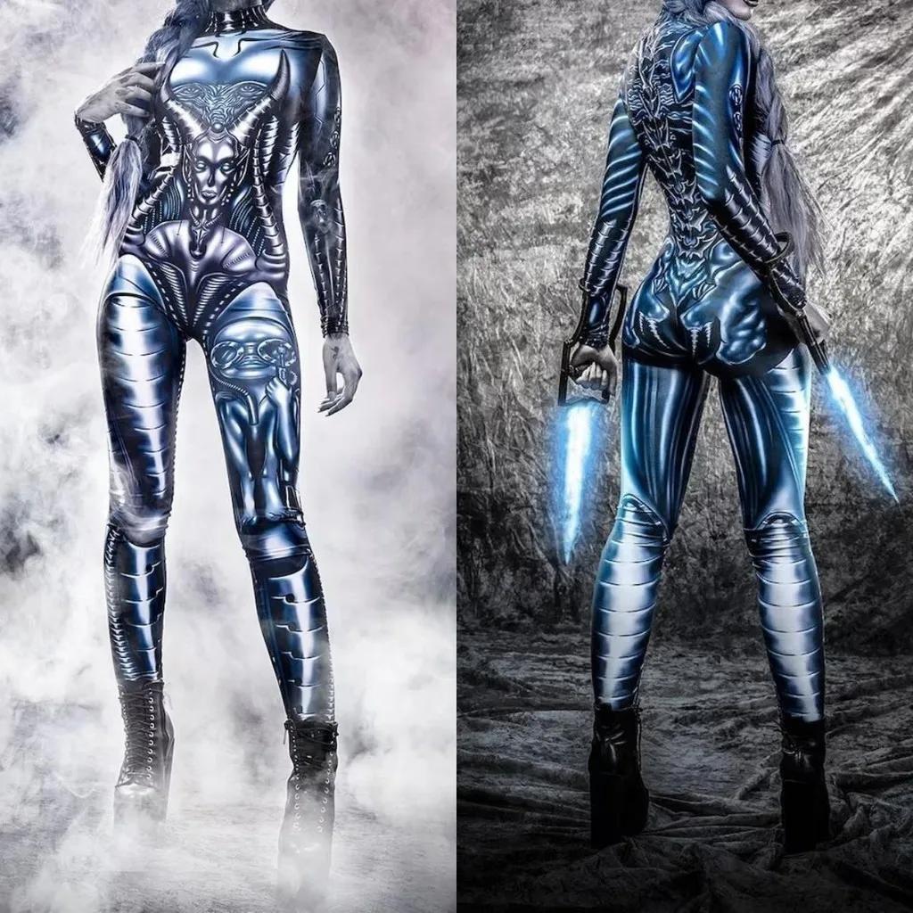 3D Digital Printing Stage Performance Costumes Adults Halloween Events Carnival Theme Party Cosplay Outfit Pretend Game Jumpsuit