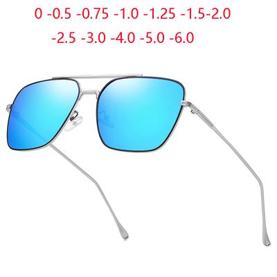 0 -0.5 -0.75 To -6 Metal Square Myopia Sunglasses Men Anti-Glare Driving Prescription Sunglasses For The Nearsighted