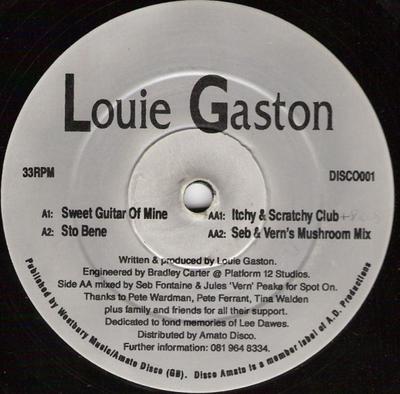 12inch Record LOUIS GASTON - Sweet Guitar Of Mine / Sto Bene DISCO001 Amato Disco 1995 UK Dance & Electronica Used