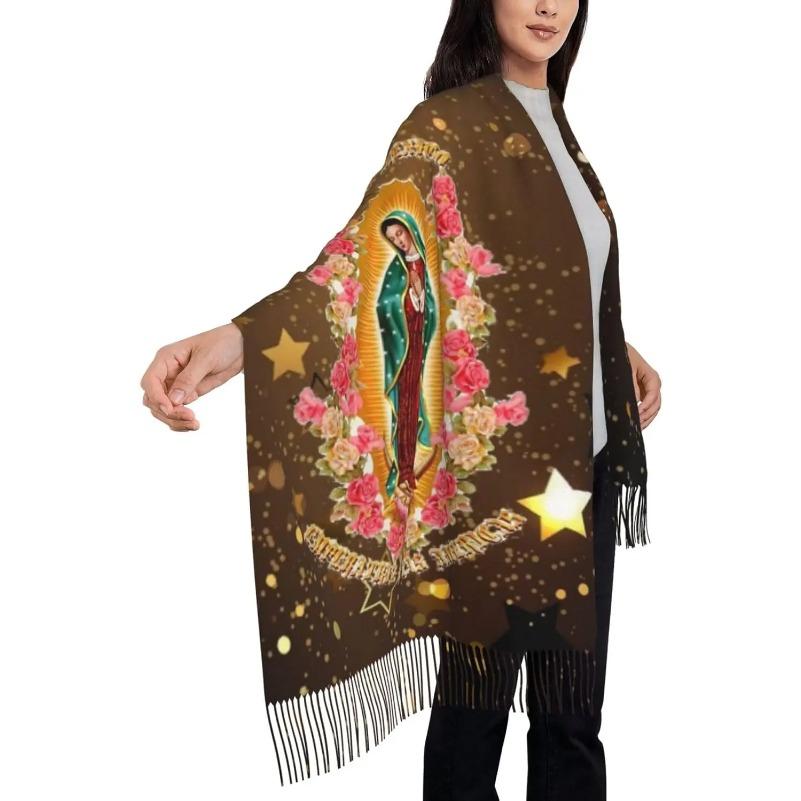 Virgin Mary Shawl Wrap for Women Our Lady of Virgen De Guadalupe Scarf Soft Large Blanket Scarves Warm Wraps