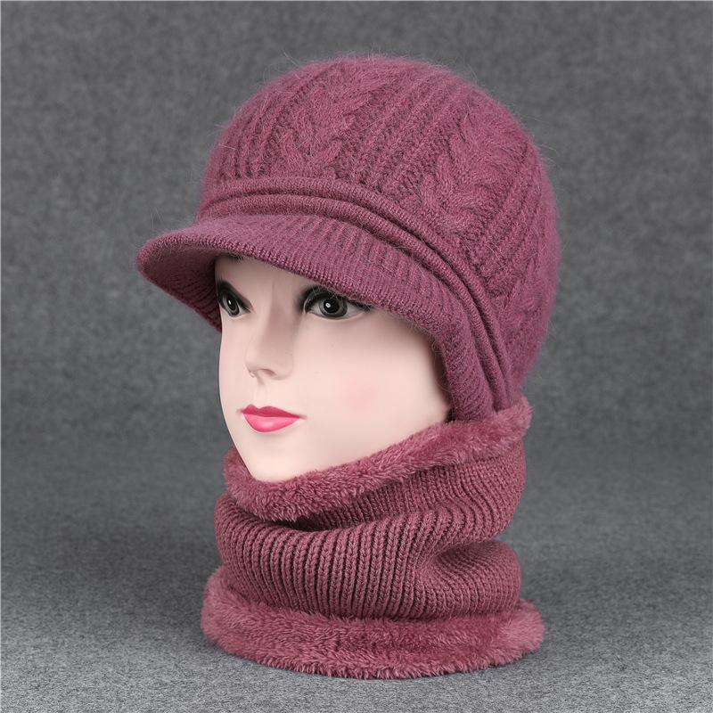 Duck Tongue Old Man Hat Female Grandma Autumn Winter Rabbit Wool Hat Knitted Thermal Basin Hat Middle-Aged And Elderly Mother Velvet