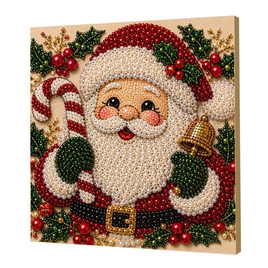 Kit per Creare Decorazioni da Parete Kit Artistico con Perle Finte di Natale, 20x20cm Pittura Natalizia Fai da Te Progetto di Artigianato Multidimensionale Diamanti 3D Scintillanti per Adulti, Festivo