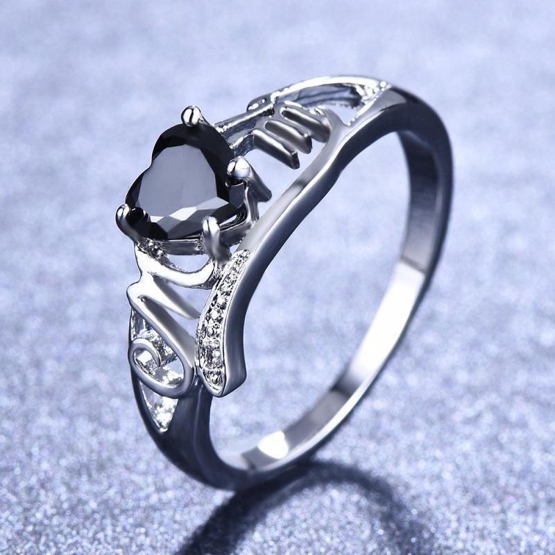 

Electroplated heart-shaped opal ring, popular fashion women s ring, amethyst. no. 10