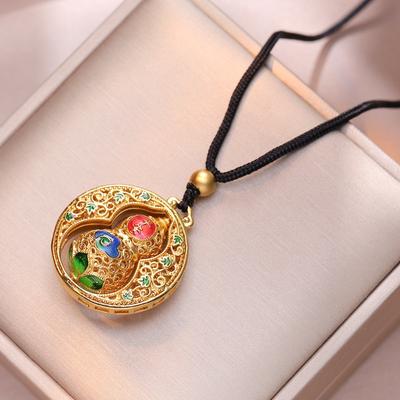 Meier Necklace - Women's Vintage Enamel Colorful Gourd Pendant - Vietnamese Sand Gold Trendy Necklace