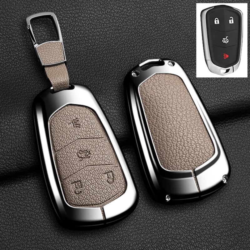 AASL1 Car Key Case Cover For Cadillac Xt5 XTS CTS SRX ATSL XT4 CT6 ATS Escalade ESV DTS ELR STS 2014-2018 Zinc Alloy Leather Keychain