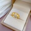Real Gold Light Luxury Lucky Flower Ring Opening Adjustable Simple Jewelry Japanese Ring Couple Ring