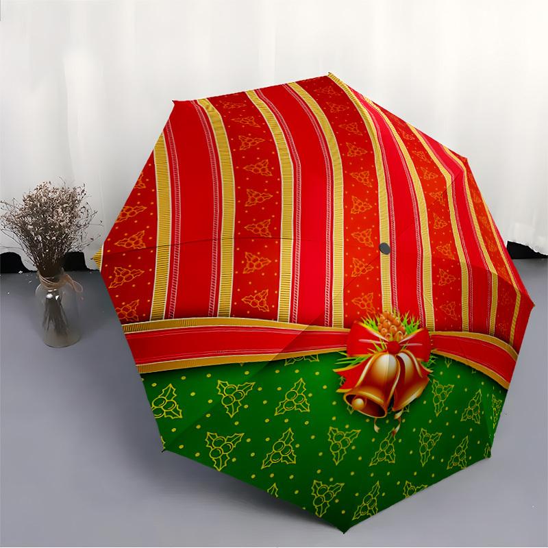 1pc Christmas gift Print Automatic Opening and Closing Folding Umbrella with 8 Iron Ribs - Portable, Foldable for Travel yy251124051