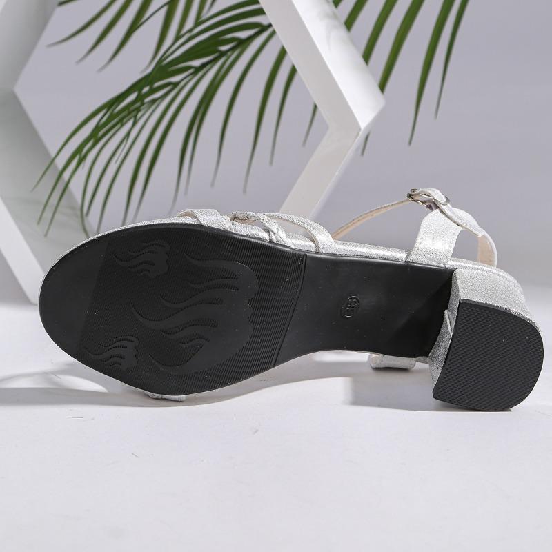 Sandales compensées à bout rond et une boucle pour femmes - Grandes tailles