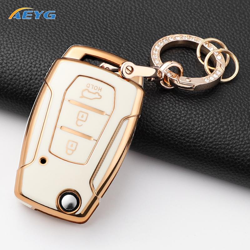 Soft Tpu Car Key Case Cover Shell For Ssangyong Kyron 2 Sanka Actyon Korando Tivoli 3 Buttons Smart Keyless Keychain Accessories