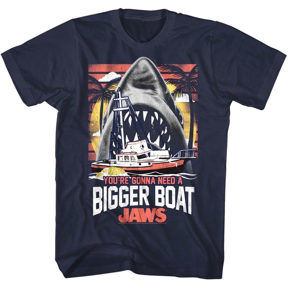 Jaws Shark Gonna Need a Bigger Boat Men T Shirt Tropical Sunset Ocean Movie S