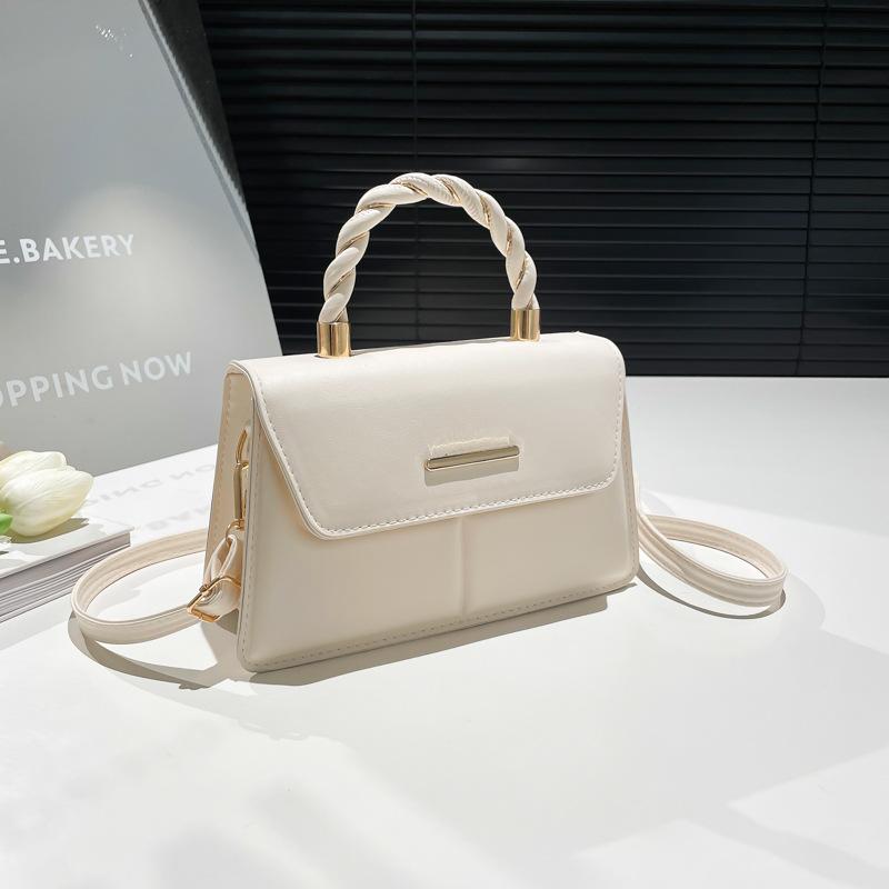 Texture  Summer New Simple Casual Solid Color Shoulder Messenger Bag Versatile Temperament Portable Small Square Bag