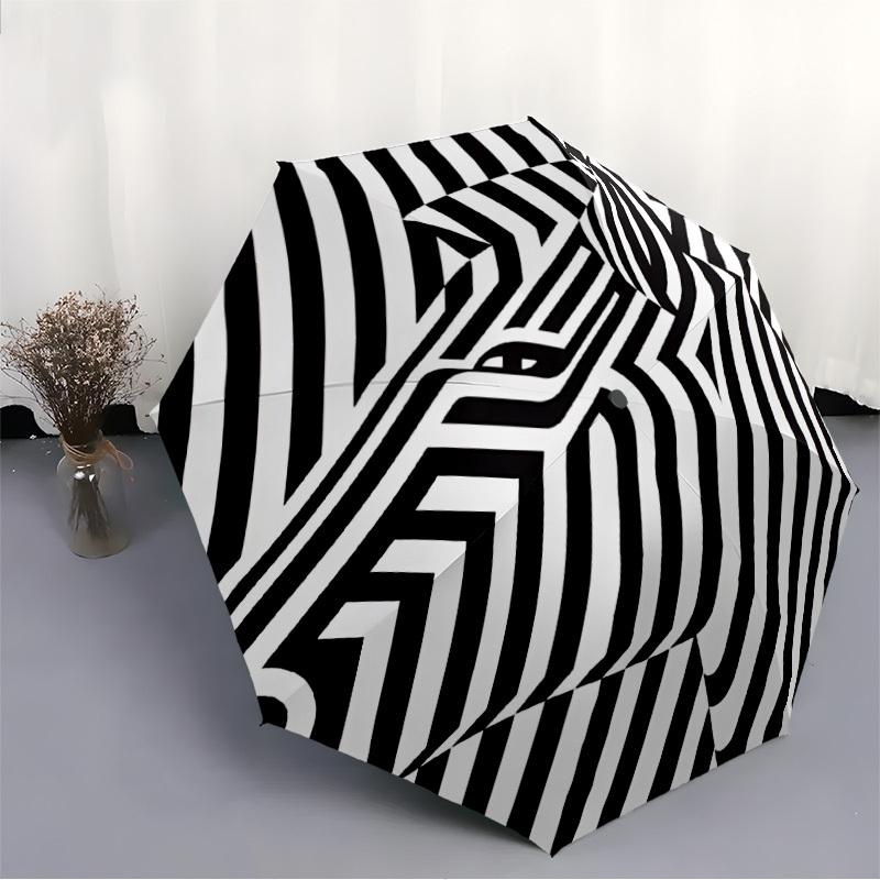 1pc Abstract Pattern Automatic Open/Close Umbrella - Compact Travel Umbrella with 8-Rib Durable Frame, Lightweight & Portable Design Z65