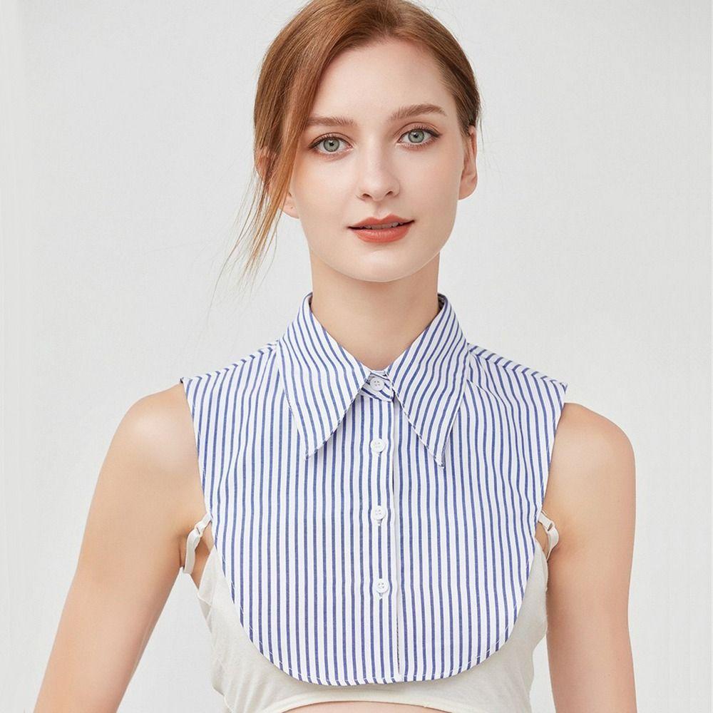 Stripes False Collar Detachable Lapel Half Shirt New Fake Collar  Women Girls