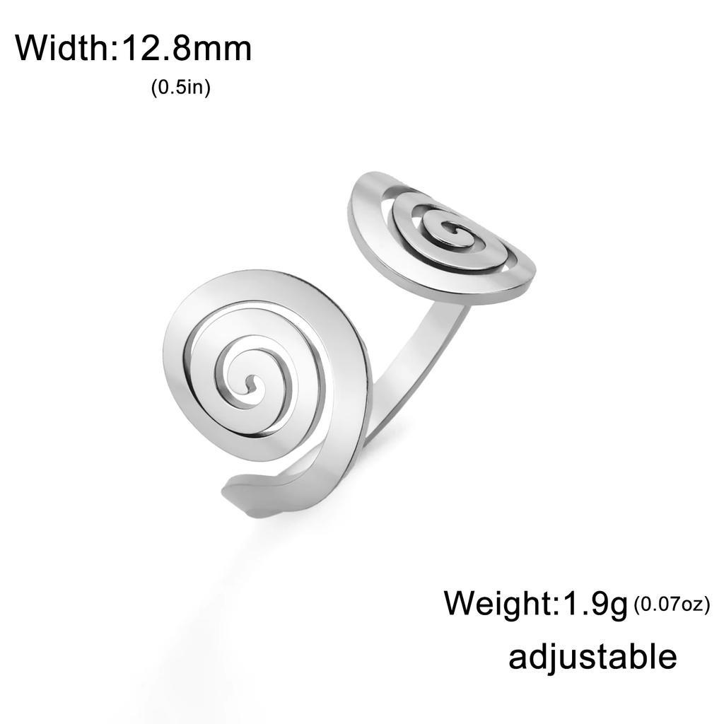 Cazador Swirl Spiral Rings for Women Stainless Steel 2026 Trend Geometric Adjustable Finger Rings Jewelry Party Birthday Gift