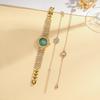 New Green Face Niche High-end Design Without Gift Box, Full Diamond Wrist Strap, Clover Bracelet 3-piece Set