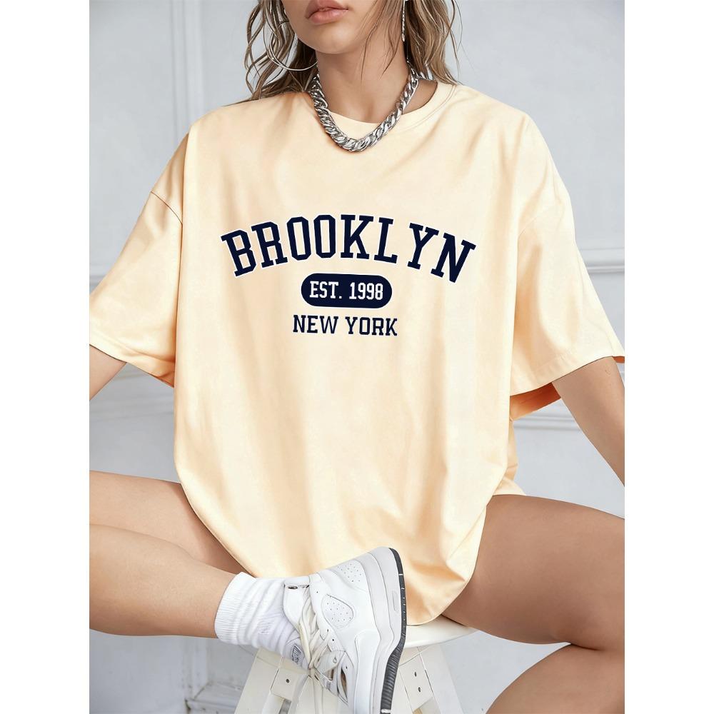 Brooklyn New York Est 1998 Prints T-Shirts Women Summer Short Sleeve T Shirt Loose O-Neck Comfortable Tops Casual Clothes