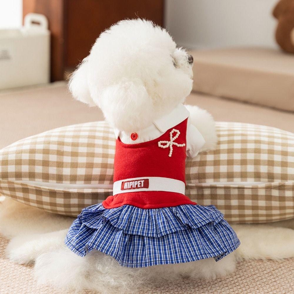 Katzenkleid Weiche Katzen Schleife Kleid Hemdkragen Süßes Hundeshirtkleid Preppy Stil Kreative Haustier Prinzessinnenröcke Haustierparty