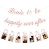 Concico Bridal Shower Decorations - Bride To Be Happily Ever After Banner and Photo Banner for Bridal Shower/Wedding/Engagement Party Kit Supplies