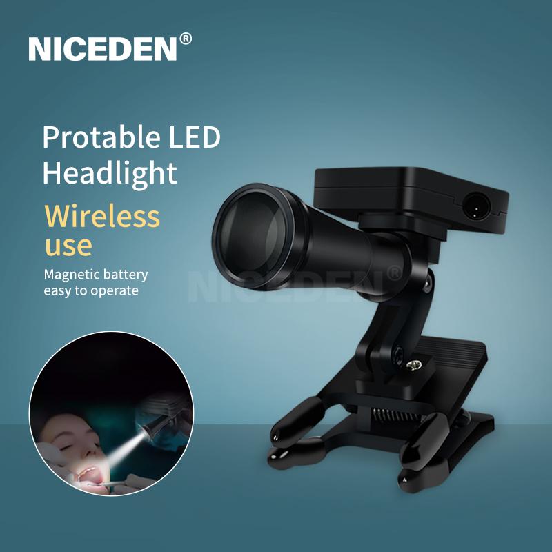 NICEDEN 2025 Hot Selling Dental Headlight 5w Headlight with Super Strong Spotlight of 35000lux Clear and Transparent