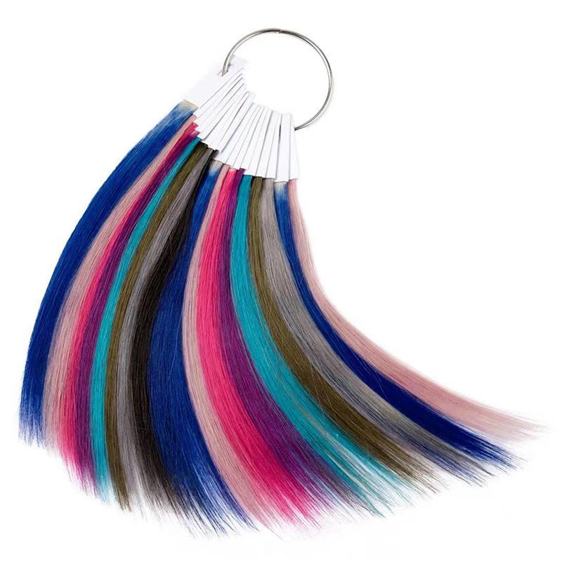 30Pcs 23Cm Real Human Hair Color Rings Swatches For Human Hair Extensions Salon Tools Hair Dyeing Sample Chart Dyeing Practice