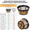 Reusable Coffee Filter, Stainless Steel Mesh Bottom Basket Coffee Filter for 8-12 Cups, Replacement Coffee Filter