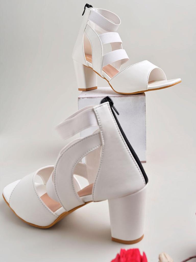 Sandali da Donna Shoetopia con Tacco Blocco e Cinturino Elastico alla Caviglia | Comodi Sandali con Tacco Medio per Feste e Uso Casual