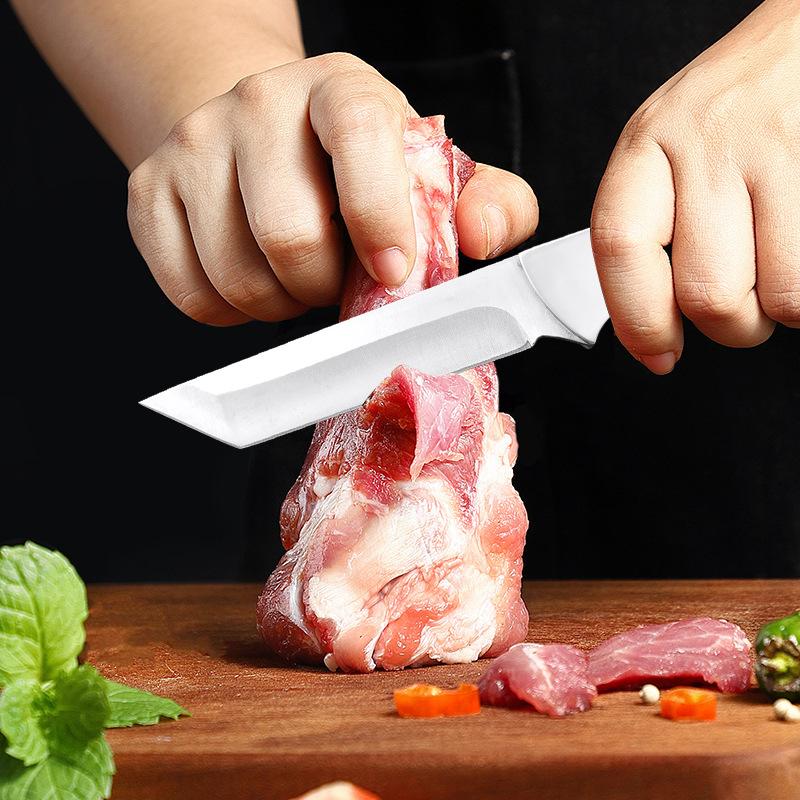 Stainless Steel Utility Knife Kitchen Cleaver Boning Knife Outdoors Fishing Barbecue Cutting Cooking Knife with Wood Handle