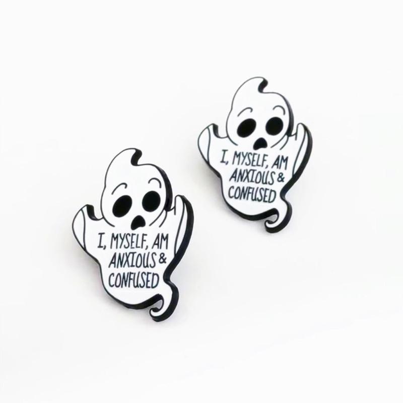 10Pcs Halloween Ghostly Brooch Lapel Pin Decorative Metal Brooch Pin For Halloween Costume Jackets Bag Decoration