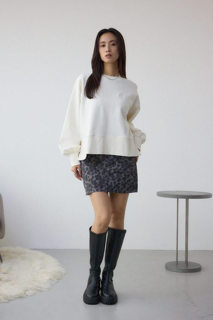 AZUL by Moussy AZUL DENIM Brushed Twill Leopard Print Mini Size Skirt, Women's, S, Black, 250IAC11-4201