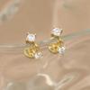 Korean Style Zirconia Pendant Stud Earrings - Simple, Versatile, Light Luxury Fashion for Women