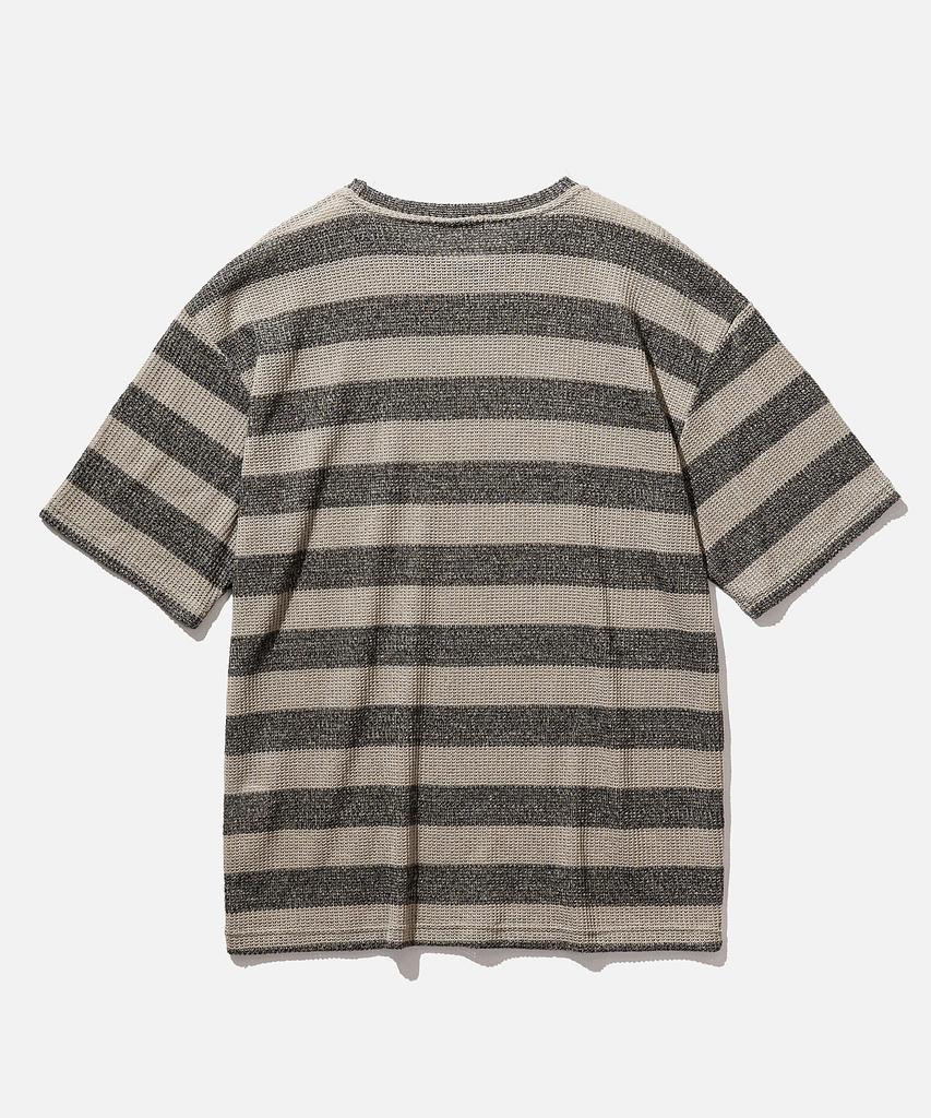 VASTIC Stripe Half Hazzi Knit_Khaki