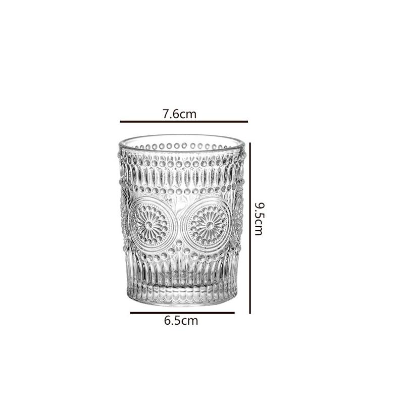 

300ml/350ml Vintage Sunflower Pattern Glass Cup Relief Water Cup Household Juice Milk Tea Mugs Exquisite Beer Glass Water Bottle 1pcs