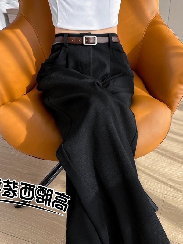 Spring New Women's High-Waist Pants - Slim, Wide, or Straight Leg, Floor-Length Casuals