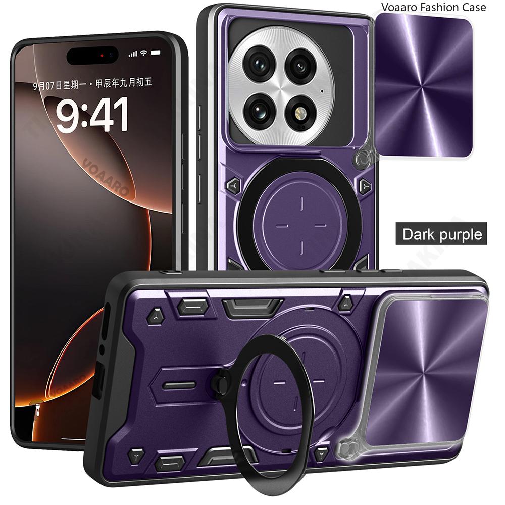 Schiebeobjektiv Push-Fenster Armor Funda für Oneplus 13 5G Hülle für Oneplus 13 5G Hülle Magnetischer Drehring Ständer Halter Abdeckung