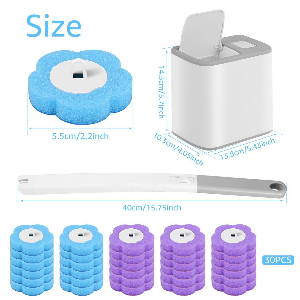 30/36 Pcs Toilet Brush Disposable Replacement Head Cleaning Kit Long Handle Wall-mounted Wc Cleaning Tool Kit Wc Accessories