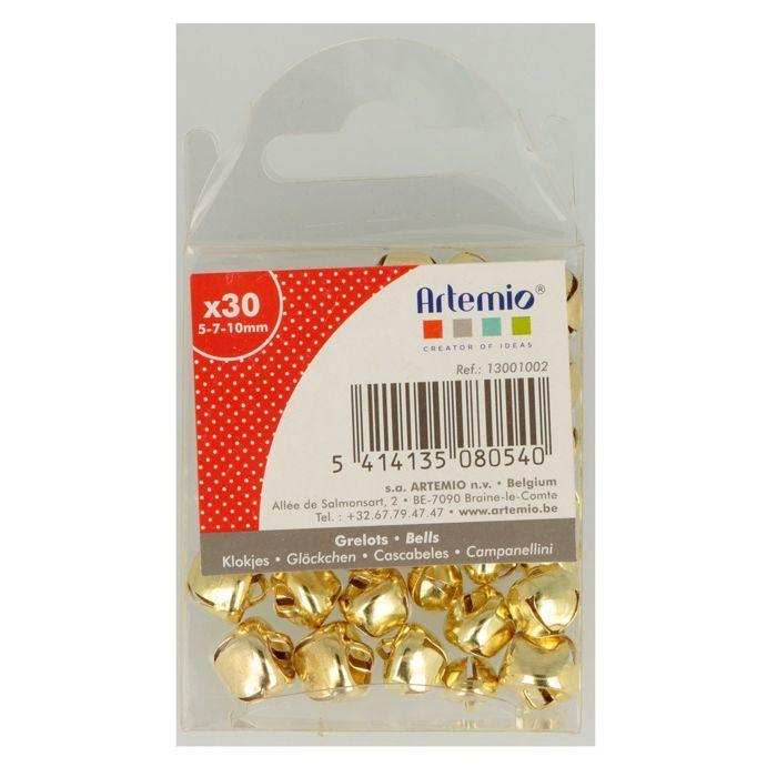 Golden Jingle Bells - ARTEMIO - 30 Pieces - Sizes 10mm, 7mm, 5mm - Decoration - Creative Hobbies