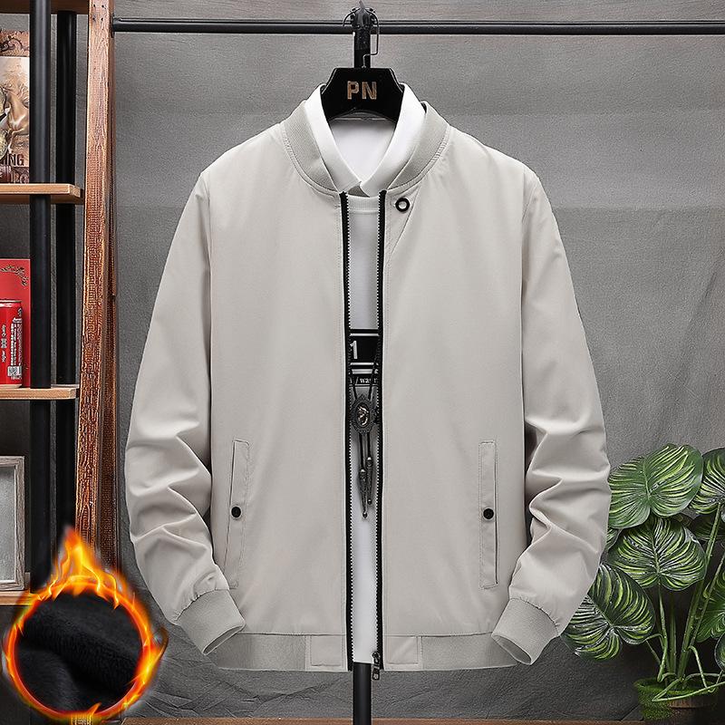 

Флисовая куртка для мужчин Куртка с бейсбольным воротником для зимы Теплая куртка для мужчин Модная мужская куртка с рукавами-колокольчиками Вставной карман на боковом шве M