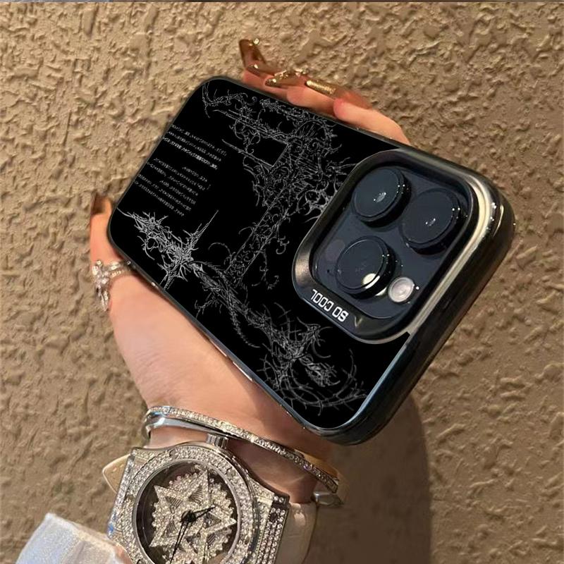 Laser Dark Style Cross Print Phone Case For iPhone 17 16 Pro Max 15 14 7 8 Plus 13 12 11 Pro Max 17Air X XR XS Max Laser Cover