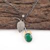 Oval Green Onyx Stone Sterling Silver Wedding Gift Elegant Handcrafted Pendant PP-55-17