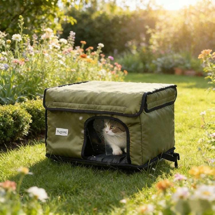 Warm Electric Warming Pet Bed Outdoor Insulated Puss Nest Safety Escape Exit Moisture-Proof For Porch Garden
