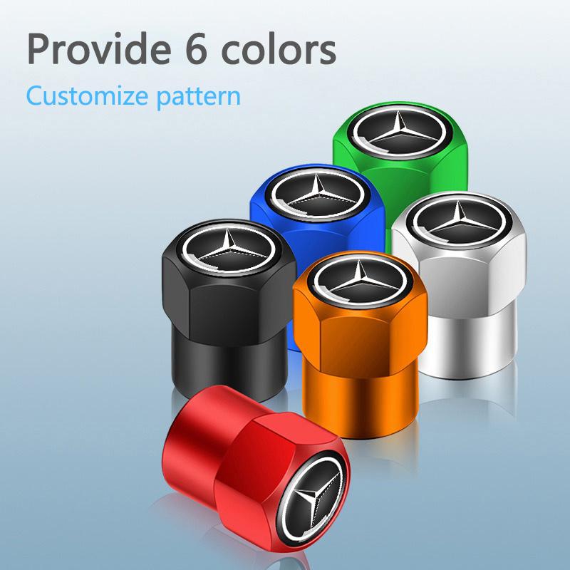 4pcs Styling Car Wheel Tire Rim Valve Stem Caps Covers For Mercedes Benz AMG W203 W206 W220 W205 W211 W212 W201 W210 stickers RW7